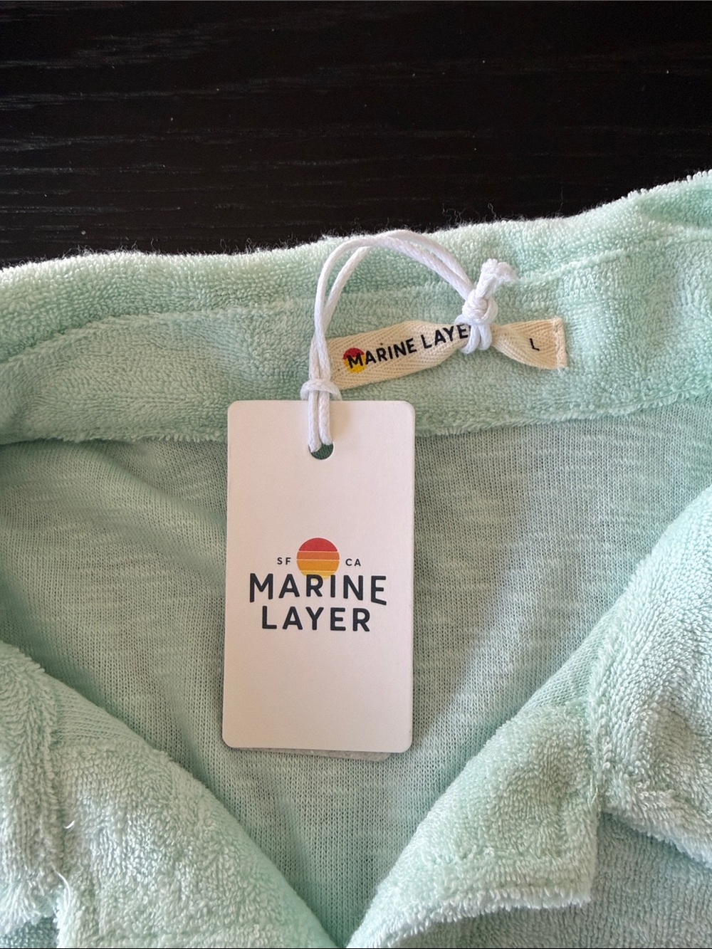Marine Layer Light Seafoam Terry Polo Shirt NWT - Picture 3 of 5